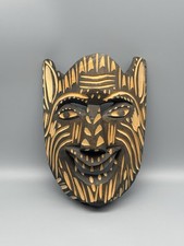 VTG Handcrafted Wooden Mask Black Face Folk Art Made in Mexico