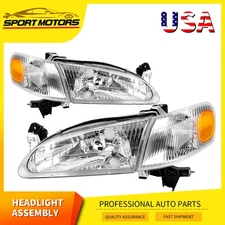 Headlights w/ Signal Lights For 1998-2000 Toyota Corolla Headlamps Replacement