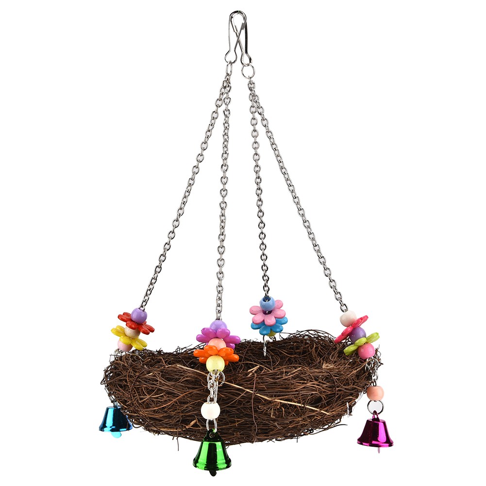 Bird Hanging Cage Hut Tent Bed Bird Toy Birds Straw GFL