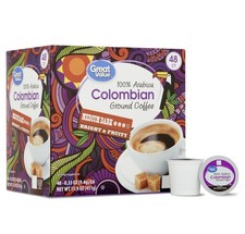 Great Value Colombian Coffee Pods Medium Dark roast 100 Arabica Keurig 48 ct