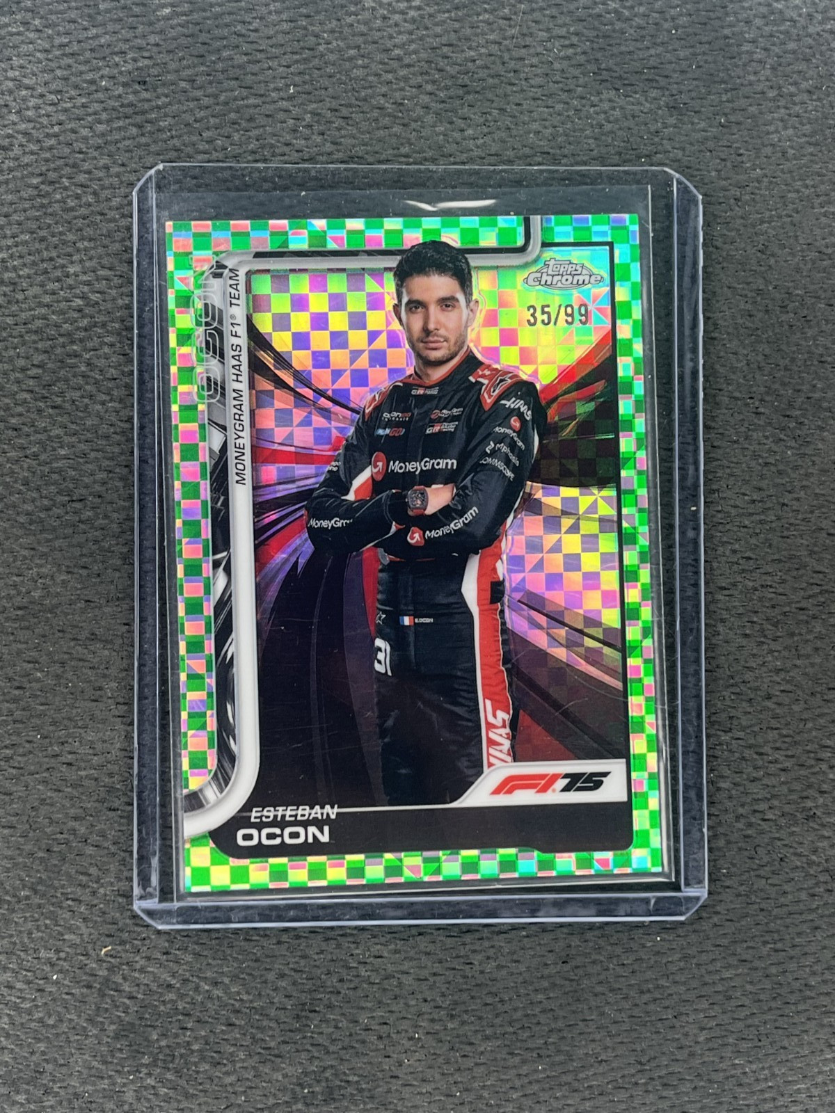 2025 Topps Chrome Formula 1 F1 Esteban Ocon Portrait Green Checker Flag /99 #13