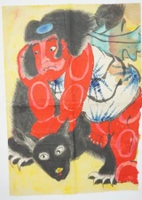 Large-format antique Japanese drawing from Kyoto, Japan 1130C3