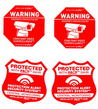 2 Security Camera Video Surveillance Warning Decals 2 Alarm System Stickers UV