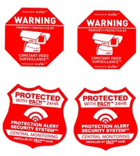 2 Security Camera Video Surveillance Warning Decals 2 Alarm System Stickers UV