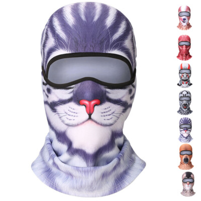 3D Animal Printed Balaclava Fleece Face Mask for Game Cosplay Motorcycle Mask