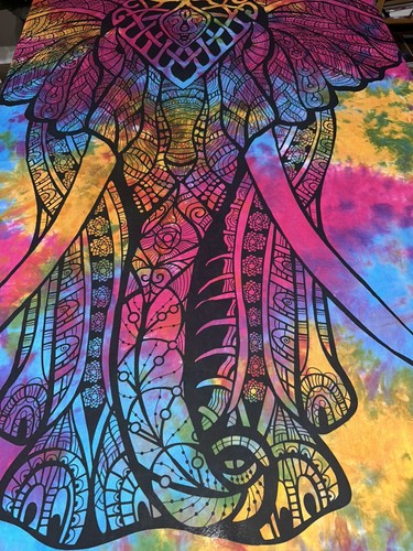 Tapestry Decorative Wall Hanging Hippie Boho Colorful Decor 60" X 50" Elephant - Picture 3 of 4