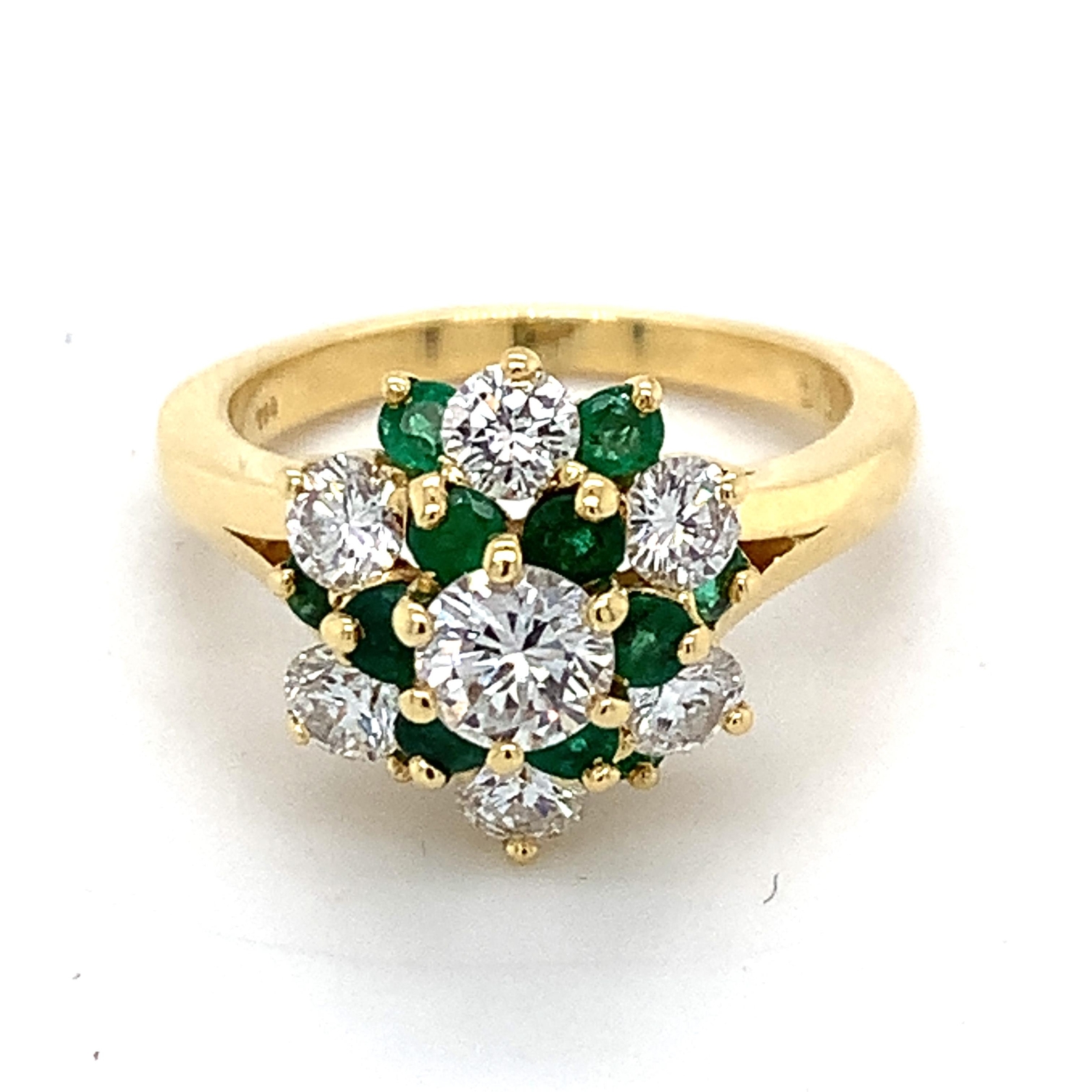 Kurt Wayne 18K Yellow Gold Round Emerald & Round … - image 2