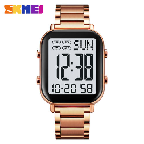 SKMEI Reloj Hombre Rectángulo Digital Reloj Pulsera Completo Acero Electrónico Digital - Imagen 32 de 32
