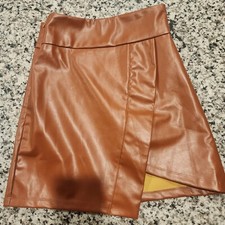 SHEIN BROWN LEATHER SKIRT Size small Pre-owned
