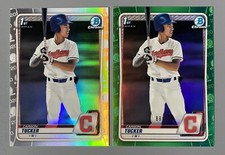 Two 2020 Bowman Draft Chrome Carson Tucker Refractors: Green 88/99 & Chrome