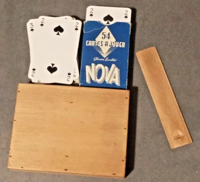 Ancien Coffret En Bois avec Deux Jeux De 54 Cartes A Jouer Nova - Photo 1/4