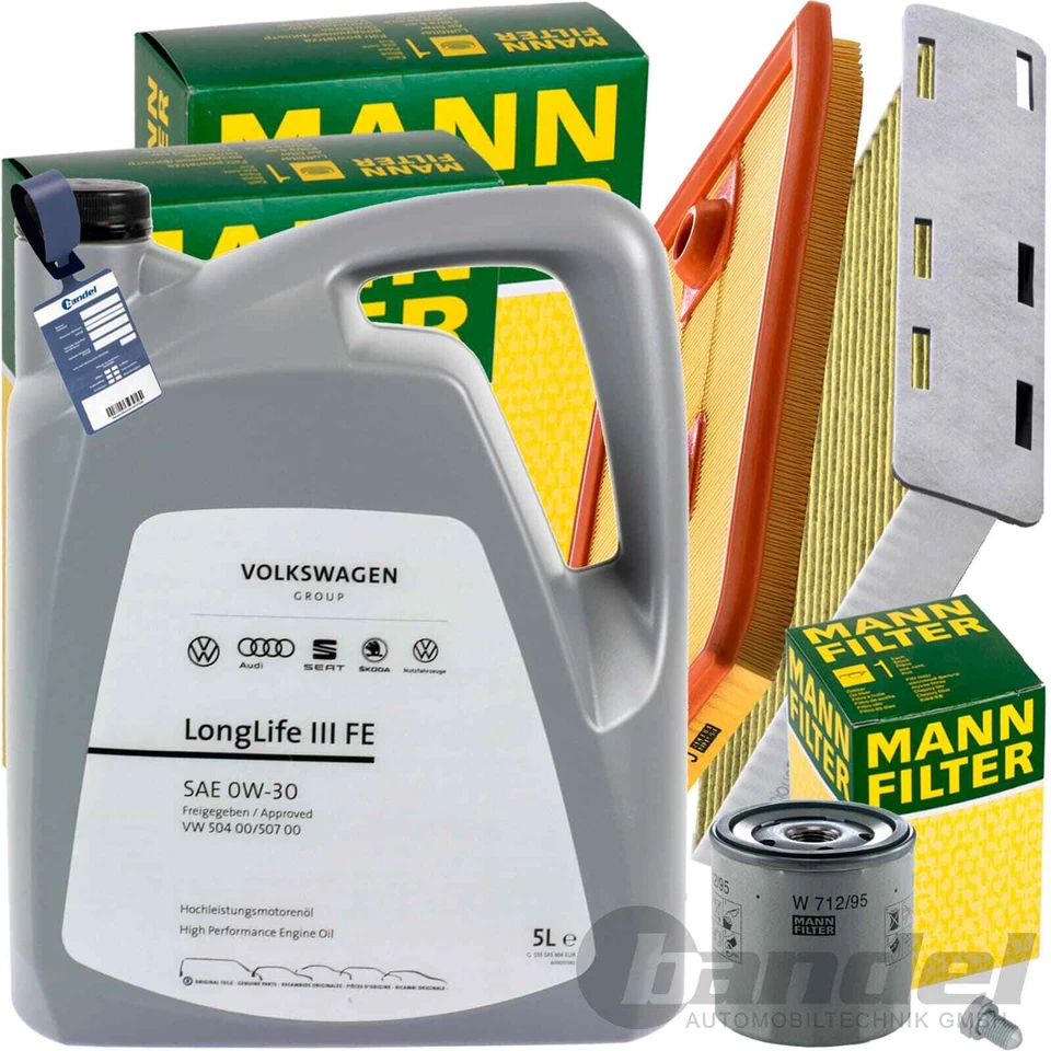 MANN INSPEKTIONSPAKET+5L ORIGINAL 0W-30 ÖL passend für VW SHARAN 7N CADDY 4 TSI