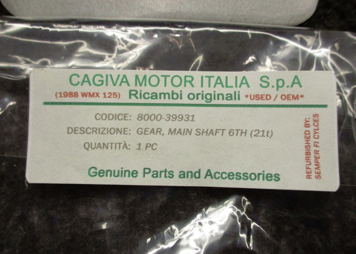M  1988/89 Cagiva WMX 125 - Original Main Shaft 6th Gear (21t