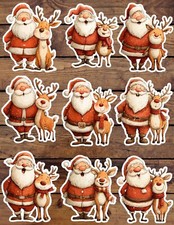 Santa and Rudolph Die Cut Vinyl Stickers Set Scrapbooking Laptop Water Bottle