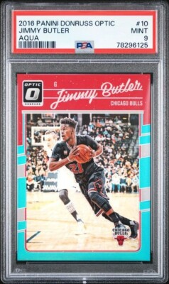 2016-17 Panini Donruss Optic Aqua Prizm #10 Jimmy Butler /25 PSA 9  POP 1 Bulls