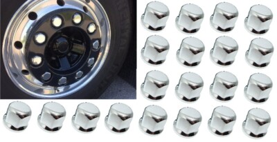 100 x 32 mm Plastique Chrome Ecrous de Roue Cache Boulons Camion