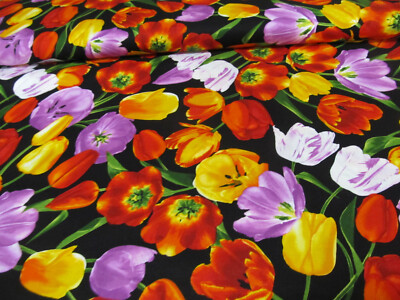 Tulpen tulip Frühling Ostern  Baumwolle Patchworkstoff  50x110 cm