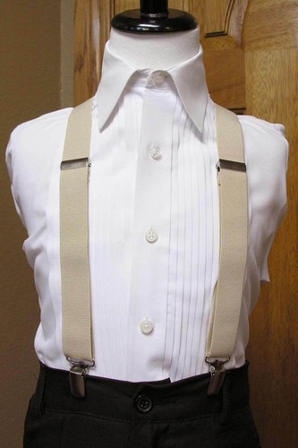 Boys suspenders set clip-on x back Black Coral Red Silver Mint Fuchsia Pink Jade - Picture 21 of 30