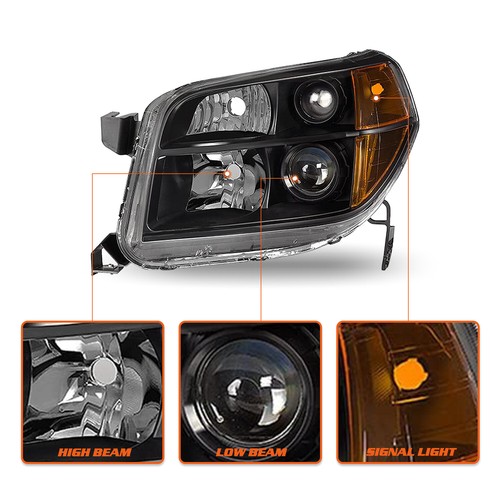 For 2006 2007 2008 Honda Pilot Black Housing Amber Corner Headlights Assembly - Picture 3 of 6
