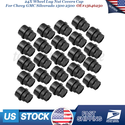 24PCS Wheel Lug Nut Covers Cap For Chevy GMC Silverado 1500 2500 C1500 15646250