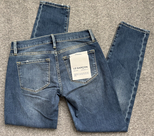 NWT FRAME Le Garcon Distressed Mid-Rise Straight Fit Jeans - Size 24 / 30x29 - Picture 6 of 11