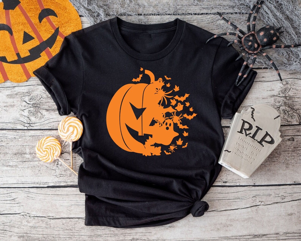 Pumpkin Halloween Shirts for Men Women Jack O Lantern Face T-Shirt
