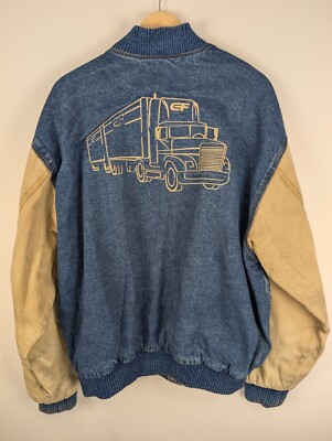 Vintage Turning Point Bomber Jacket Snap Front Embroidered Freight Carrier XL
