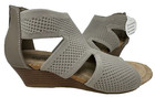 Croft & Barrow Women's Rosiee Zip Up Wedge Dress Sandals Taupe Size:6 71U