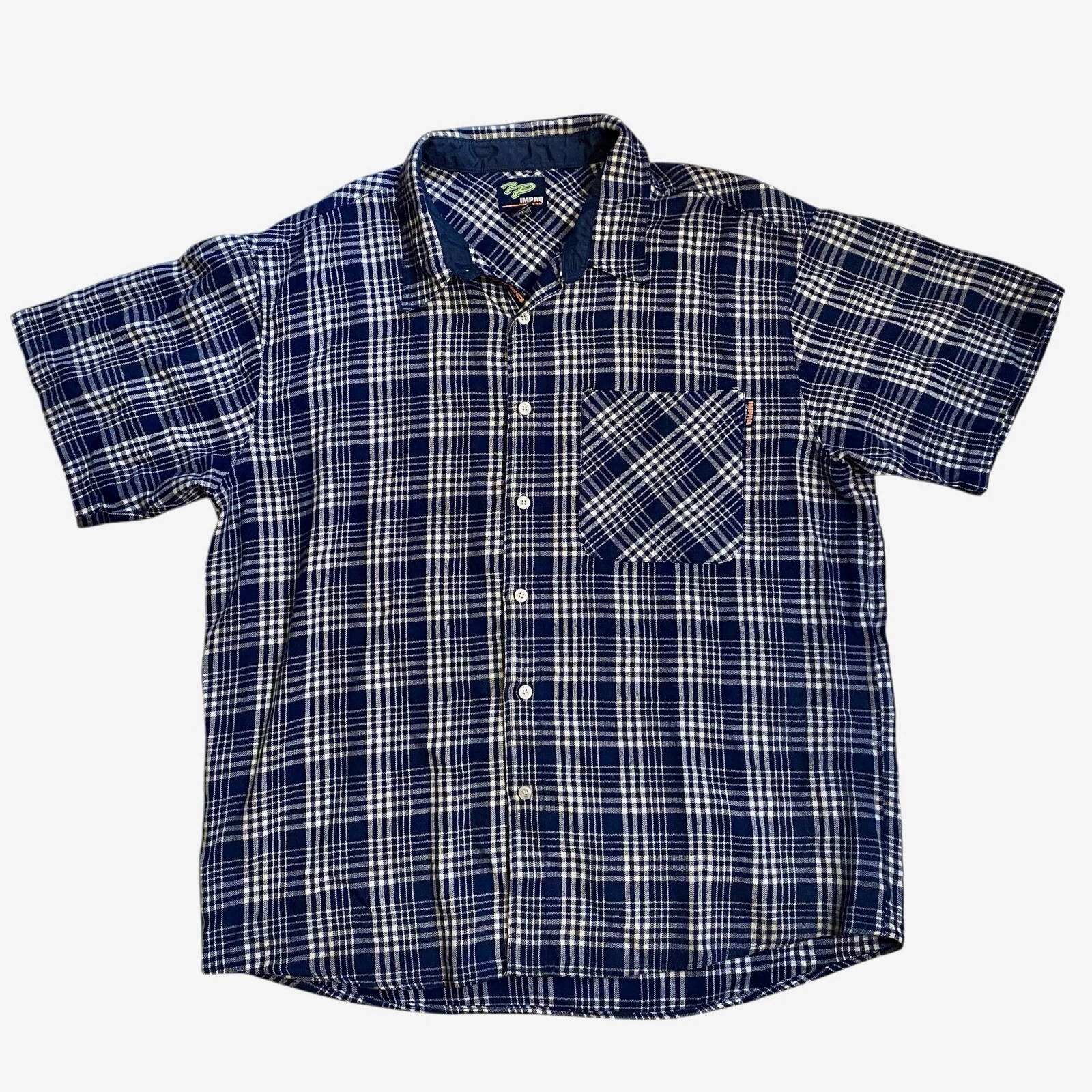 IMPAQ Sports Blue & White Plaid Short Sleeve Work Tech Shirt Men’s Size 2XL