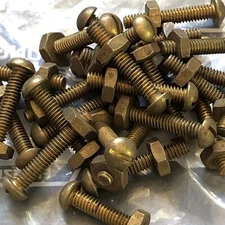#10-24x1-1/4(3/16) Pan Head Slotted Machine Screws Solid Brass (10) W/ Brass Nut