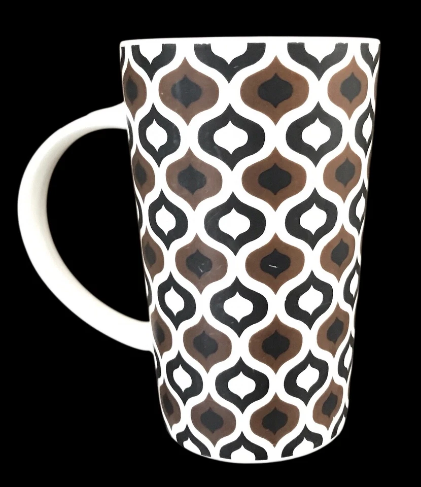 Taza alta Maxwell & Williams MARRAKECH~Taza~5” de alto~MCM~Retro~Geométrica~Marrón Foto 2 de 3