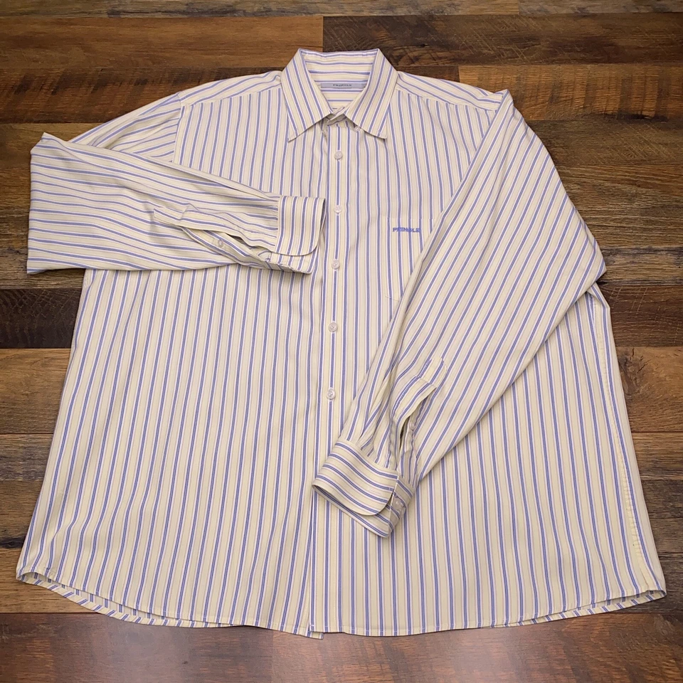 Camisa Pringle Para Hombre Extra Grande Amarillo Rayas Abotonadas Rayas Foto 3 de 4