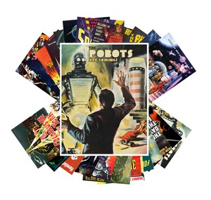 Postcards-Pack-24-cards-Robots-SciFi-Vintage-Space-Horror-Movie-Posters-CC1002