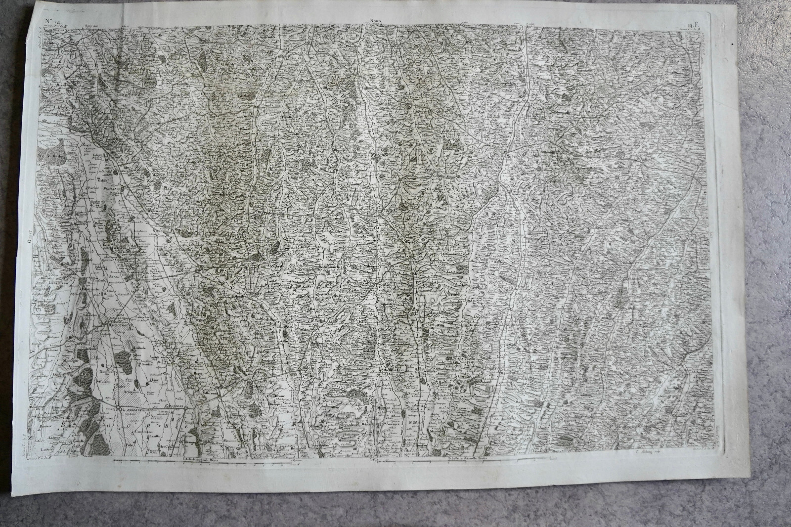 CASSINI CARTE IN PLANO 630mm X 950 mm, 1808, AUCH MIRANDE , n 74 , 19 F,