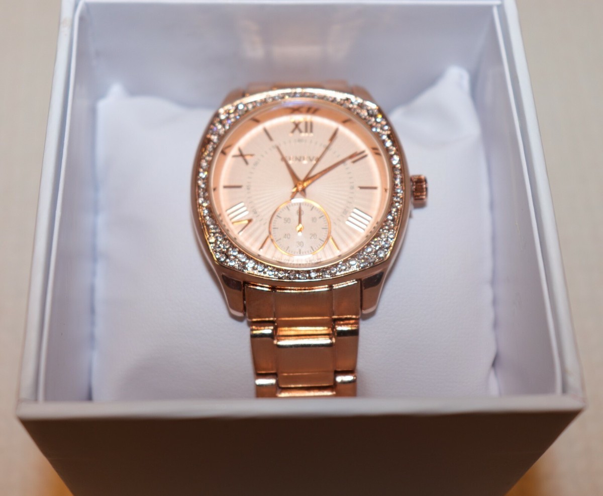 Womens Rose Gold Tone Geneva Rhinestone Accent Watch NEW NIB  display picture 3