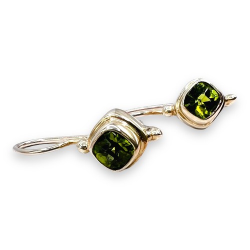 Sterling Silver Natural Peridot Cushion Drop Hook Earrings LA3527 - Picture 2 of 9