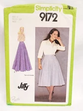 9172 Vintage Simplicity Sewing Pattern Misses Jiffy Skirt Size 14 2 lengths 1979