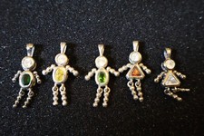 Vintage Sterling Silver Boy Girl Dangle Birthstone Charms
