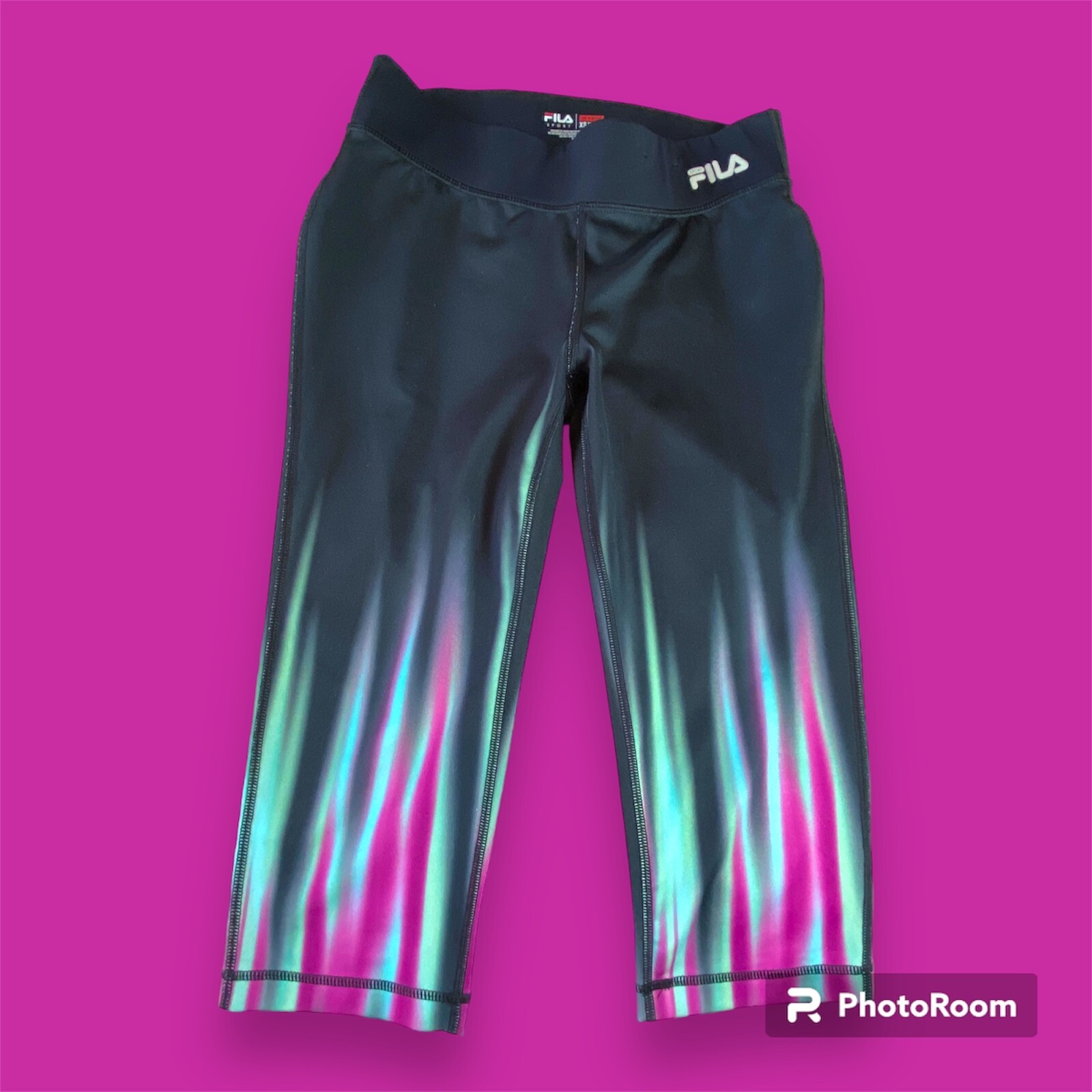 Leggings da donna Fila Sport taglia XS Capri neri rosa caldo verde acqua