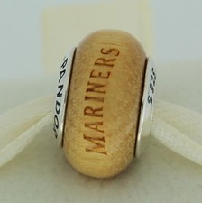 Authentic Pandora USB790705-G025 Seattle Mariners Baseball Wood Bead Charm