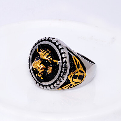 Herrenring auffallend  Stern-Frei,, Ring Biker Silber vollpoliert Edelstahl L316