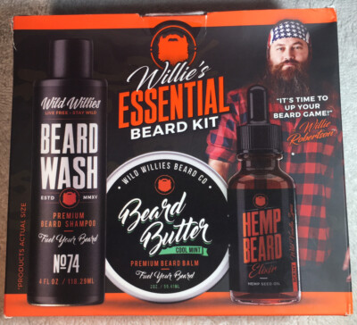 Wild Willie s Essential Beard Kit w/ Wash, Butter & Elixir Oil