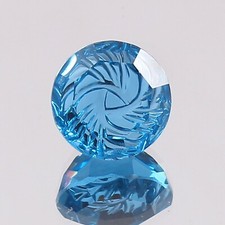 Natural Blue Tourmaline Fancy Round Carving Cut Loose Gemstone AAA 4.75 Ct