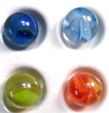 Four Vitro Agate Caged Cats Eye Vintage Marble 6 Vane Caged Hybrid Mint 5/8 " 2