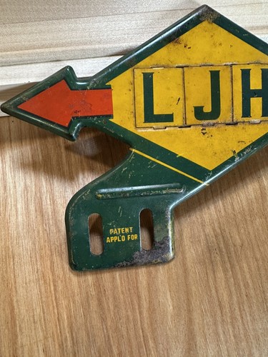 SUNOCO "LJH" Vintage Antique License Plate Topper Gas Station Advertising Sign - Picture 2 of 6