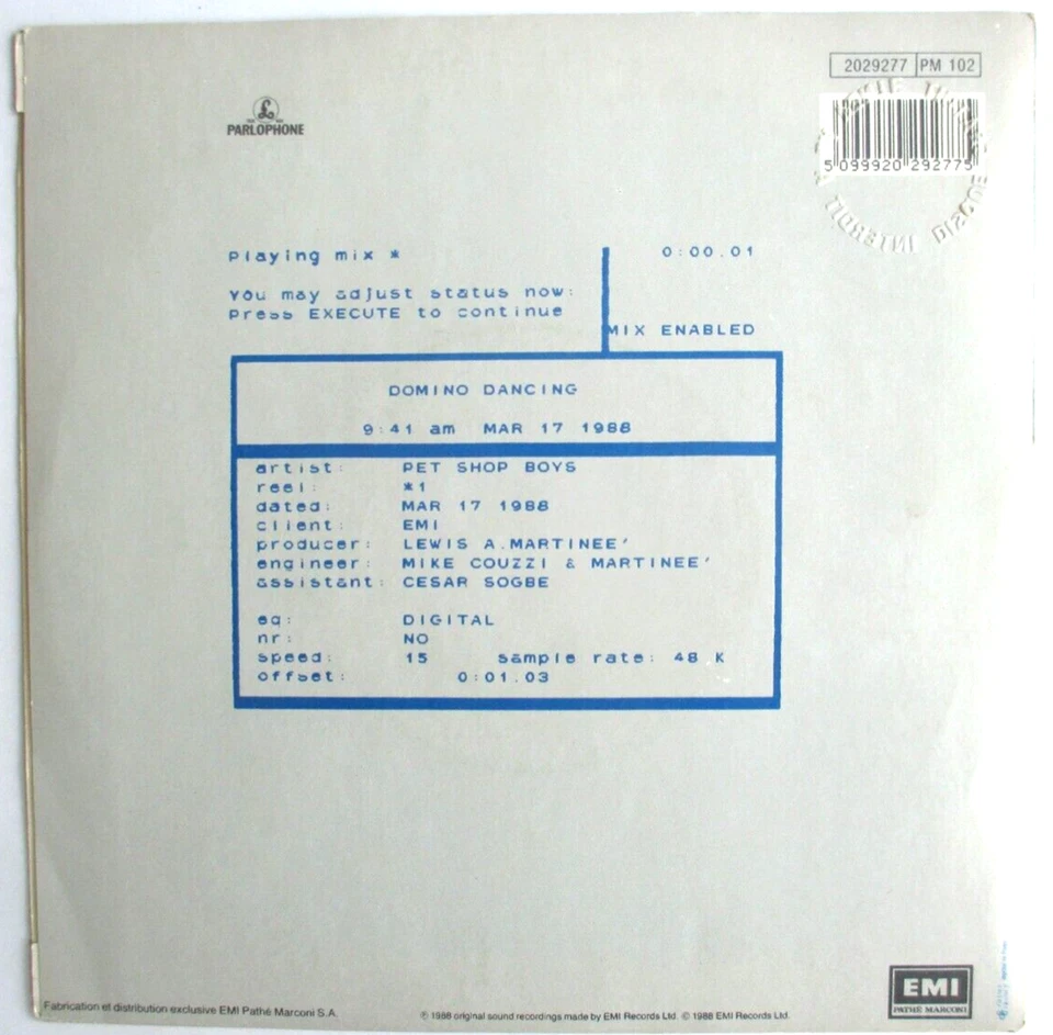 PET SHOP BOYS - FRANCE SP (7") "DOMINO DANCING" (PROMO) - Photo 2/2