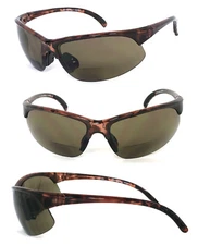 INNER BIFOCAL VISION READING GLASSES SUNGLASSES TORTOISE BROWN FRAME BROWN LENS