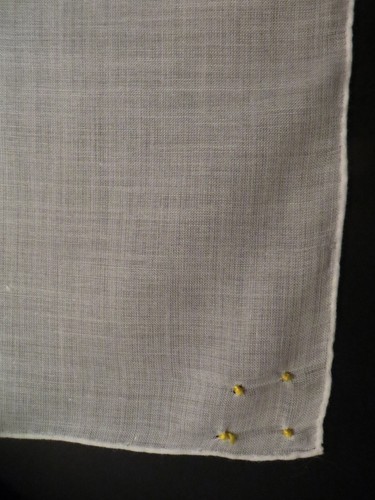 Vintage hanky handkerchief embroidered yellow flower French knots - Picture 3 of 6