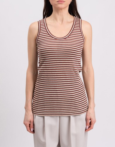 RRP€710 BRUNELLO CUCINELLI Tank Top Size S Linen Blend Striped Made in Italy - Picture 3 of 8