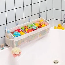 3 Compartment Horizontal Large Openings Bath Toy Organizer for Tub Storage